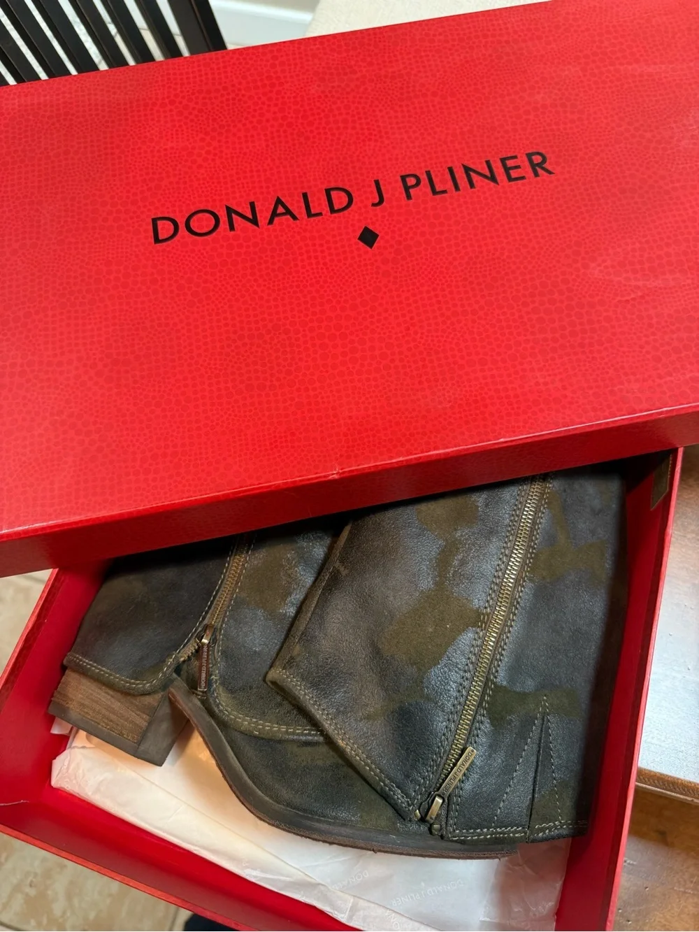 Donald J. Pliner Olive Green Camo Boots